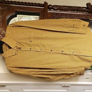 Arrow, Men's gold plaid shirt, long sleeves, like new, Sz L/G